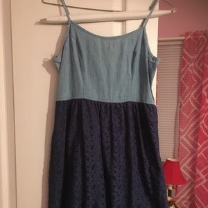 Mossimo Denim and Lace Dress, Cute Navy Jumper L